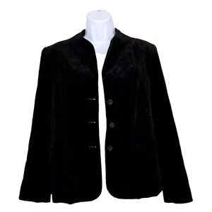 Women's Blazer Sz. M Black Velvet 3 Button Jacket Lined 2 Pockets Personal Brand